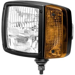 Priekinis žibintas halogeninis, dešinysis stačiakampis, 12V, skaidrus/gintarinis, varžtas ant AMP kištuko, Hella 1SA996120011