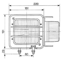 Priekinis žibintas halogeninis, LH kvadratas, skaidrus/gintarinis, užsukamas, 220x151mm, Cobo 05619000