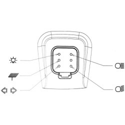 LED priekiniai žibintai, KŠS, didelio galingumo, 22/32W, stačiakampiai, 12-24V, 240x127x164mm, Deutsch 6 kontaktų, šildomi, toli