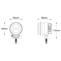 Priekiniai žibintai LED, 30/5W, apvalūs, 10-30V, Ø90mm, artimosios šviesos, gabaritinis žibintas, H9 jungtis, Kramp LA80092