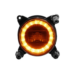 Priekinių žibintų LED, 28/18W, apvalus, 10-30V, Ø90mm, tolimosios šviesos, posūkio rodiklis, H9 jungtis, Kramp LA80091