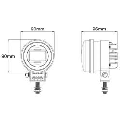 Priekinių žibintų LED, 28/18W, apvalus, 10-30V, Ø90mm, tolimosios šviesos, posūkio rodiklis, H9 jungtis, Kramp LA80091