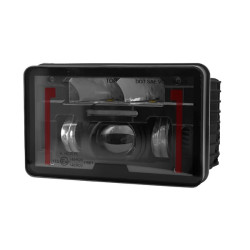 Priekiniai žibintai LED, 23/45W, stačiakampiai, 12-24V, 168x107x82mm, tolimosios / artimosios šviesos, šildomos, Kramp LA80065