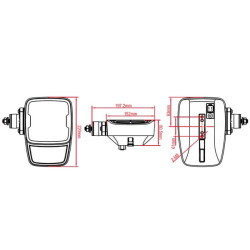 Priekiniai žibintai LED, stačiakampiai, 12/24V, 220x197,2x80,5 mm, šildomi, tolimosios / artimosios šviesos, apsauga nuo sniego,