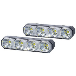 Dienos šviesos diodas, 6/6W, stačiakampis, 12/24V, baltas, 120,5x31,7x32 mm, 4 šviesos diodai, Kramp LA80030