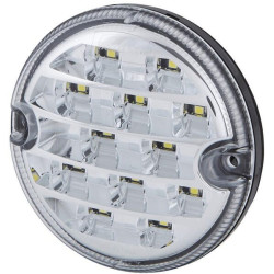 Atbulinės eigos žibintas LED, apvalus, 10/30 V, skaidrus, užsukamas, Ø 95 mm, 17 šviesos diodų, Hella 2ZR357028041