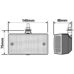 Atbulinės eigos žibintas stačiakampis, raudonas/skaidrus, varžtas ant TOR4521