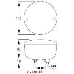 Rūko žibintas LED, apvalus, 12/24V, raudonas, užsukamas, Ø 140mm LA2004M