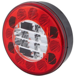 Atbulinės eigos šviesos diodas, apvalus, 10/30 V, skaidrus/raudonas, užsukamas, Ø 122 mm, 24 šviesos diodai, Hella ValueFit 2NR3