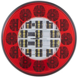 Atbulinės eigos šviesos diodas, apvalus, 10/30 V, skaidrus/raudonas, užsukamas, Ø 122 mm, 24 šviesos diodai, Hella ValueFit 2NR3