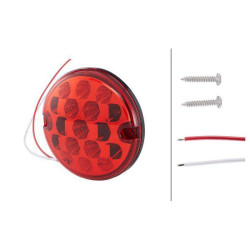 Rūko žibintas LED, apvalus, 10/30 V, raudonas, užsukamas, Ø 95 mm, 17 šviesos diodų, Hella ValueFit 2NE357028031