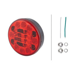 Rūko žibintas LED, apvalus, 10/30 V, raudonas, užsukamas, Ø 122 mm, 24 šviesos diodai, Hella ValueFit 2NE357027031