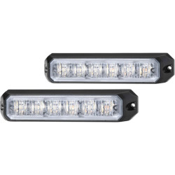 Įspėjamųjų lempučių rinkinys, Strobe tipo, 12/24V, gintaras, 6 LED, Horizontalus, Aliuminio korpusas, Hella 2XD012160851