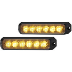 Įspėjamųjų lempučių rinkinys, Strobe tipo, 12/24V, gintaras, 6 LED, Horizontalus, Aliuminio korpusas, Hella 2XD012160851