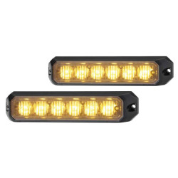 Įspėjamųjų lempučių rinkinys, Strobe tipo, 12/24V, gintaras, 6 LED, Horizontalus, Aliuminio korpusas, Hella 2XD012160851