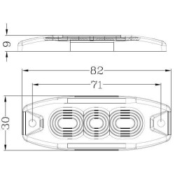 Mirksi įspėjamoji lemputė, gintarinė, 3 LED LA20073