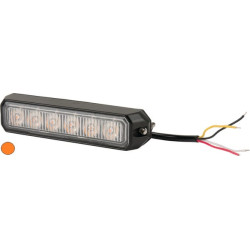 Įspėjamoji lemputė LED, 18W, 12-24V, gintarinė, užsukama, 128x28x19mm, 6 LED, Kramp LA20014