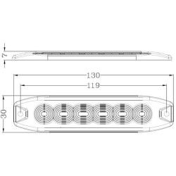 Mirksi įspėjamoji lemputė, gintarinė, 6 LED LA20076