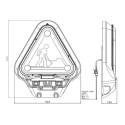 Triflash LED 12V 500mm II klasė, 3m laidas, elektrinis keltuvas 2090L5220E