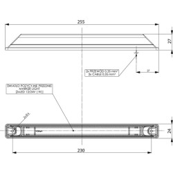 Žymeklis LED, 0,5/1W, stačiakampis, 12/24V, baltas, 255x24x27mm, 2 šviesos diodai, gopart LA35059
