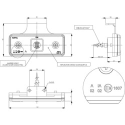 Šviesos diodas, 0,4/0,7 W, stačiakampis, 12/24 V, baltas, 112x45x17 mm, 1 LED, gopart LA35050