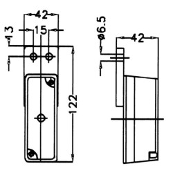 Stačiakampis žymeklis, 12V, raudonas/skaidrus, užsukamas, Plokščias kištukas, Geka SPLH391