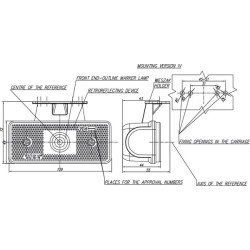 Šviesos diodas, stačiakampis, 12/24 V, baltas, užsukamas, 116x66 mm, Waś 1400690531