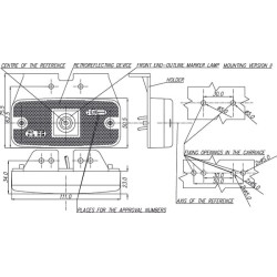 Žymeklis LED, stačiakampis, 12/24V, skaidrus, užsukamas, 111x75mm, Waś 1400690890