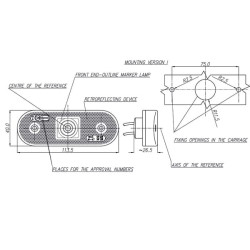 Žymeklis LED, stačiakampis, 12/24V, skaidrus, užsukamas, 113x63mm, Waś 1400690530