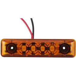 Žymeklio šviesos diodas, stačiakampis, 12 V, gintaro spalvos, užsukamas, 65x11x16 mm, 4 šviesos diodai, Hella ValueFit 2PS357010