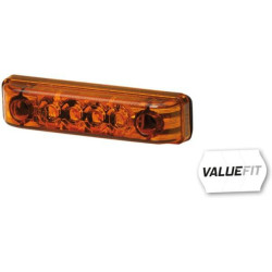 Žymeklio šviesos diodas, stačiakampis, 12 V, gintaro spalvos, užsukamas, 65x11x16 mm, 4 šviesos diodai, Hella ValueFit 2PS357010