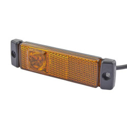 Žymeklis 0,50 W, stačiakampis, 12 V, gintaro spalvos, užsukamas, 130x32x1 LED, Hella 2PS008645011