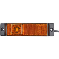 Žymeklis 0,50 W, stačiakampis, 12 V, gintaro spalvos, užsukamas, 130x32x1 LED, Hella 2PS008645011