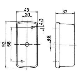 Stačiakampio formos žymeklio lemputė, 12/24V, raudona/balta, užsukamas, 92x37x43mm, Jokon 120007000