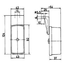 Stačiakampis žymeklis, 12/24V, raudona/balta, užsukamas, 124x37x43mm, Jokon 120007020
