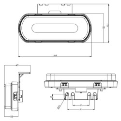 Žymeklis LED, raudonas, stačiakampis, 12-24V, 133,8x53x25mm "SAFETY LINE", Kramp logotipas LA30171
