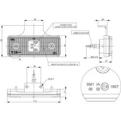 Šviesos diodas, 0,4 / 0,7 W, stačiakampis, 12/24 V, oranžinis, 112x45x17 mm, 3 šviesos diodai, gopart LA35052