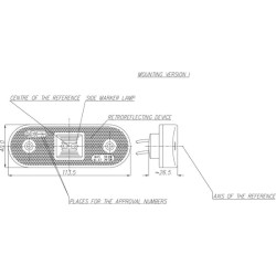 Žymeklis LED, stačiakampis, 12-24V, 113,5x40x26,5 mm, Kramp LA30124