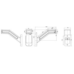 Gabaritinis žibintas LH LED, 12-24V, 184,9x58x145,5 mm, dinaminis posūkio rodiklis, Kramp LA30164INDX