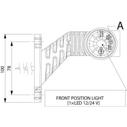 Žymeklis LH LED, 0.7/1.4W, 12-24V, balta/oranžinė/raudona, 110x55x125mm, 3 LED, Kramp LA30016