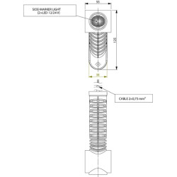 Žymeklis LH LED, 0.7/1.4W, 12/24V, balta/oranžinė/raudona, 125x55x175mm, 3 LED, Kramp LA30018