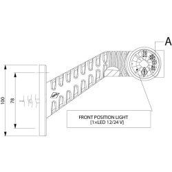 Žymeklis LH LED, 0.7/1.4W, 12/24V, balta/oranžinė/raudona, 125x55x175mm, 3 LED, Kramp LA30018