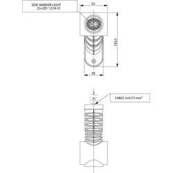 Žymeklis RH LED, 0.7/1.4W, 12/24V, balta/oranžinė/raudona, 110x55x125mm, 3 šviesos diodai, Kramp LA30017