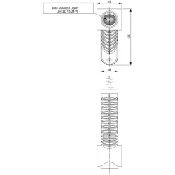 Žymeklis RH LED, 0.7/1.4W, 12/24V, balta/oranžinė/raudona, 125x55x175mm, 3 LED, Kramp LA30019