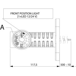 Šviesos diodas, 0.7/1.4W, 12/24V, balta/oranžinė/raudona, 100x55x118mm, 3 šviesos diodai, Kramp LA30015