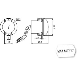 Šviesos diodas, apvalus, 9/33 V, baltas, užsukamas, 30 x 29,8 x 30 mm, 1 LED, Hella ValueFit 2PG357011021