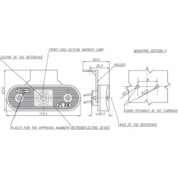 Žymeklis LED, stačiakampis, 12/24V, skaidrus, užsukamas, 113x63mm, Waś 14006905300