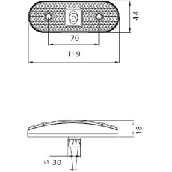 Žymeklis LED, ovalus, 24 V, baltas, užsukamas, 119xAspöck 317704017