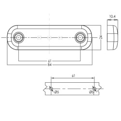 Priekinis gabaritinis LED, baltas, stačiakampis, 12-24V, 84x24x10,4mm LA30098