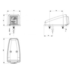 Šviesos diodas, 0,5/1W, kvadratinis, 12/24V, oranžinis, 100x53x46mm, 3 LED, Kramp LA30152